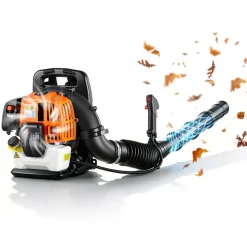 VEVOR Backpack Leaf Blower, 43CC 2-Stroke Engine Gas Powered Leaf Blower with 1.38L Fuel Tank, 447 CFM Air Volume, 150 MPH Air Speed, Ideal for Lawn Care, Leaves Cleaning, Yard Debris & Snow Removal