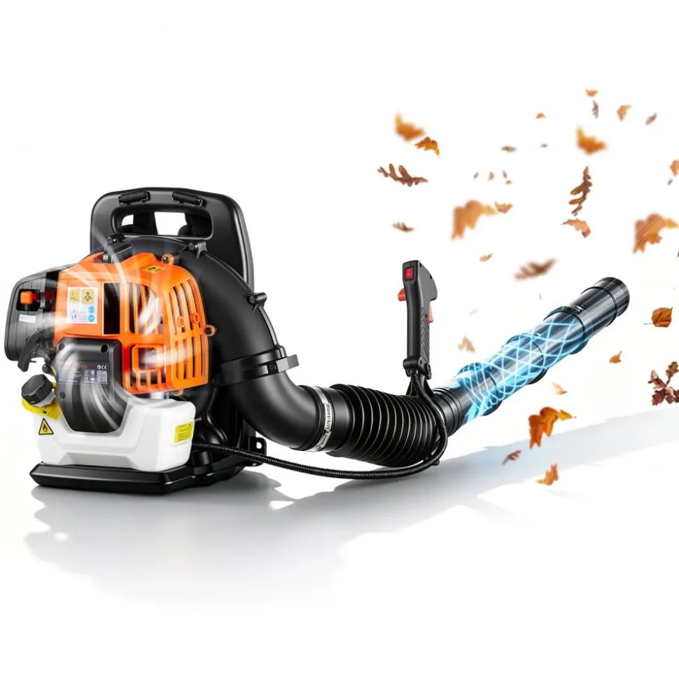 VEVOR Backpack Leaf Blower, 43CC 2-Stroke Engine Gas Powered Leaf Blower with 1.38L Fuel Tank, 447 CFM Air Volume, 150 MPH Air Speed, Ideal for Lawn Care, Leaves Cleaning, Yard Debris & Snow Removal