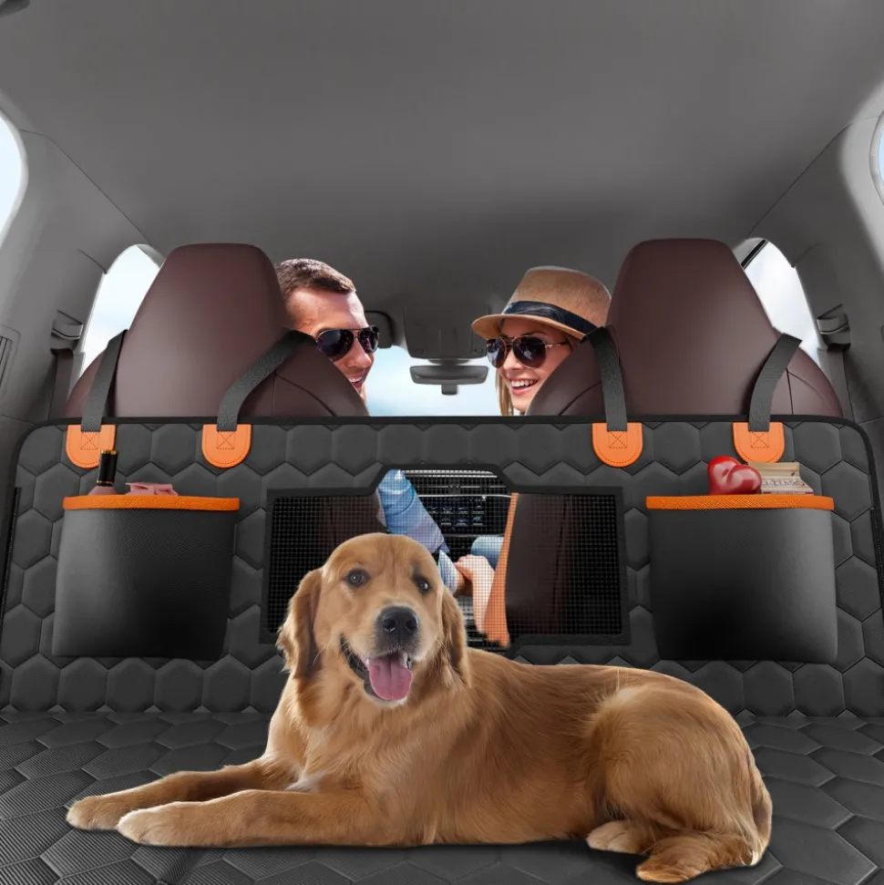 VEVOR Back Seat Extender, Dog Car Seat Cover for Back Seat Bed with Mesh Window and Storage Pocket, Supports 350lbs Dog Hammock for Car Dog Car Bed 54"x25.6" for Car, SUV, Truck
