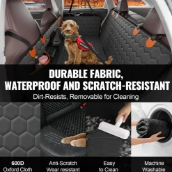 VEVOR Back Seat Extender, Dog Car Seat Cover for Back Seat Bed with Mesh Window and Storage Pocket, Supports 350lbs Dog Hammock for Car Dog Car Bed 54
