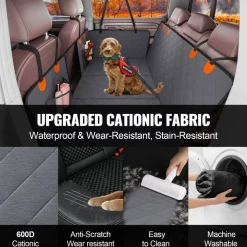 VEVOR Back Seat Extender, Dog Car Seat Cover for Back Seat Bed with Mesh Window and Storage Pocket, Supports 400lbs Dog Hammock for Car Dog Car Bed 57.4