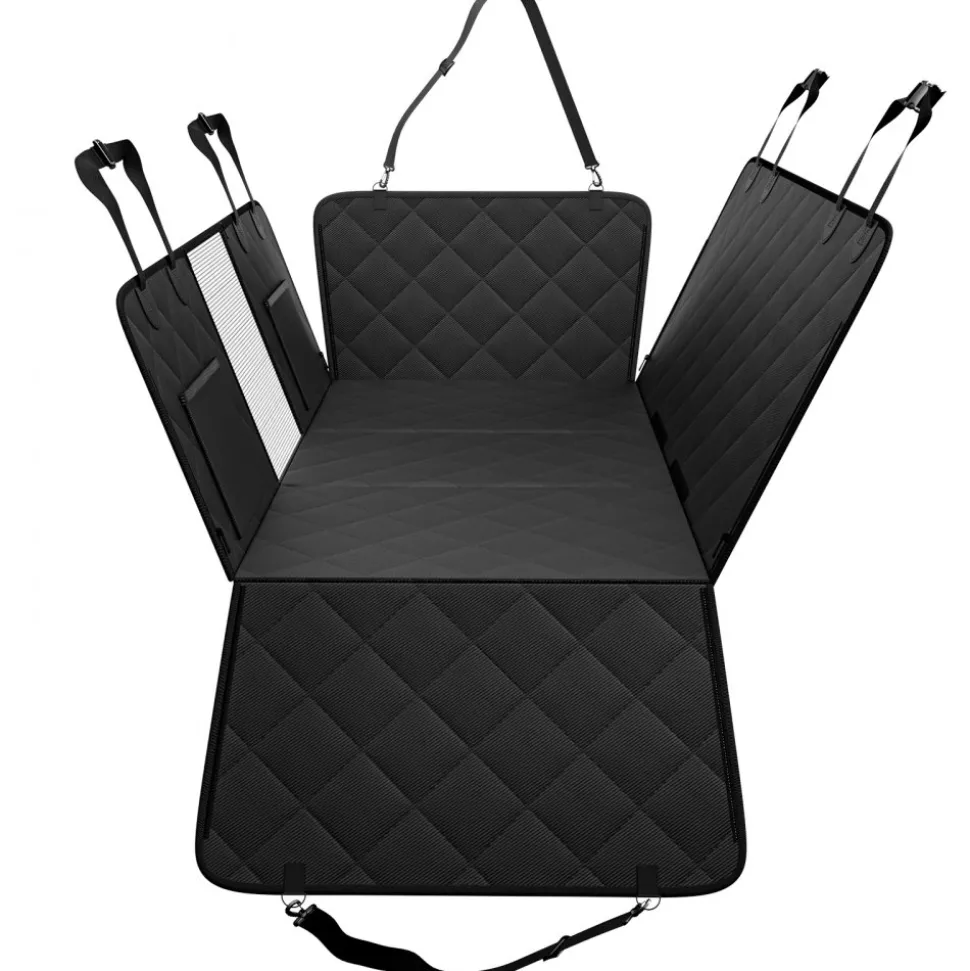 VEVOR Back Seat Extender for Dogs,Dog Hammock for Car Back seat, Dog Car Seat Cover with Hard Bottom Dog Car Seat Bed 53"x24.8" ,Supports 350lb with Mesh Window and Storage Pocket for Car, SUV,Truck