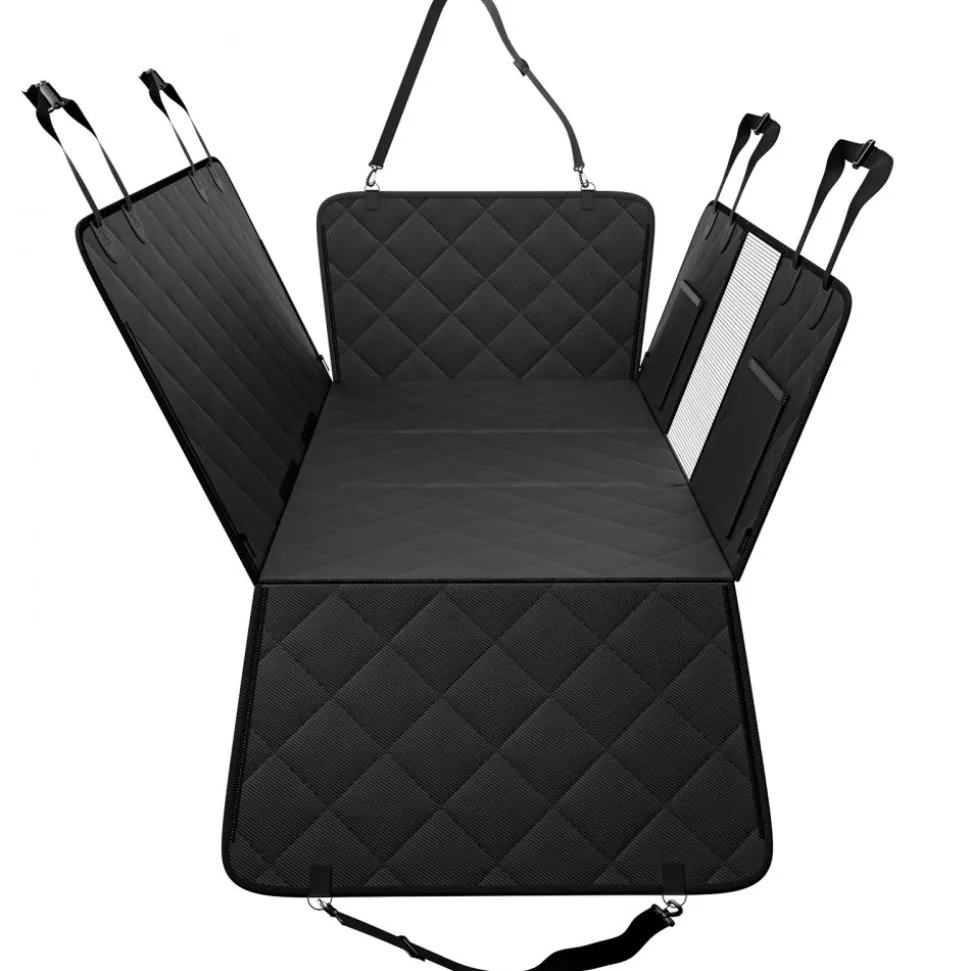 VEVOR Back Seat Extender for Dogs,Dog Hammock for Car Back seat, Dog Car Seat Cover with Hard Bottom Dog Car Seat Bed 53"x24.8" ,Supports 350lb with Mesh Window and Storage Pocket for Car, SUV,Truck