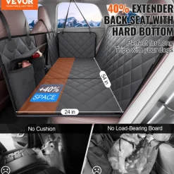 VEVOR Back Seat Extender for Dogs,Dog Hammock for Car Back seat,Waterproof Hard Bottom Dog Car Seat Cover for Back Seat 54"x24",Supports 400lbs with Mesh Window and Storage Pocket for Car, SUV