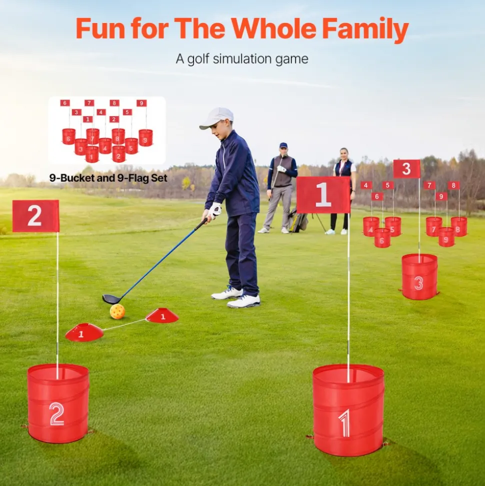 VEVOR Backyard Golf Game, 9 Hole Golf Course, Golf Game Practice Games, Golf Chipping Game for Family, Adults and Kids, Portable Outdoor Yard Golf Game for Lawn, Yard, Camping, Park, Beach