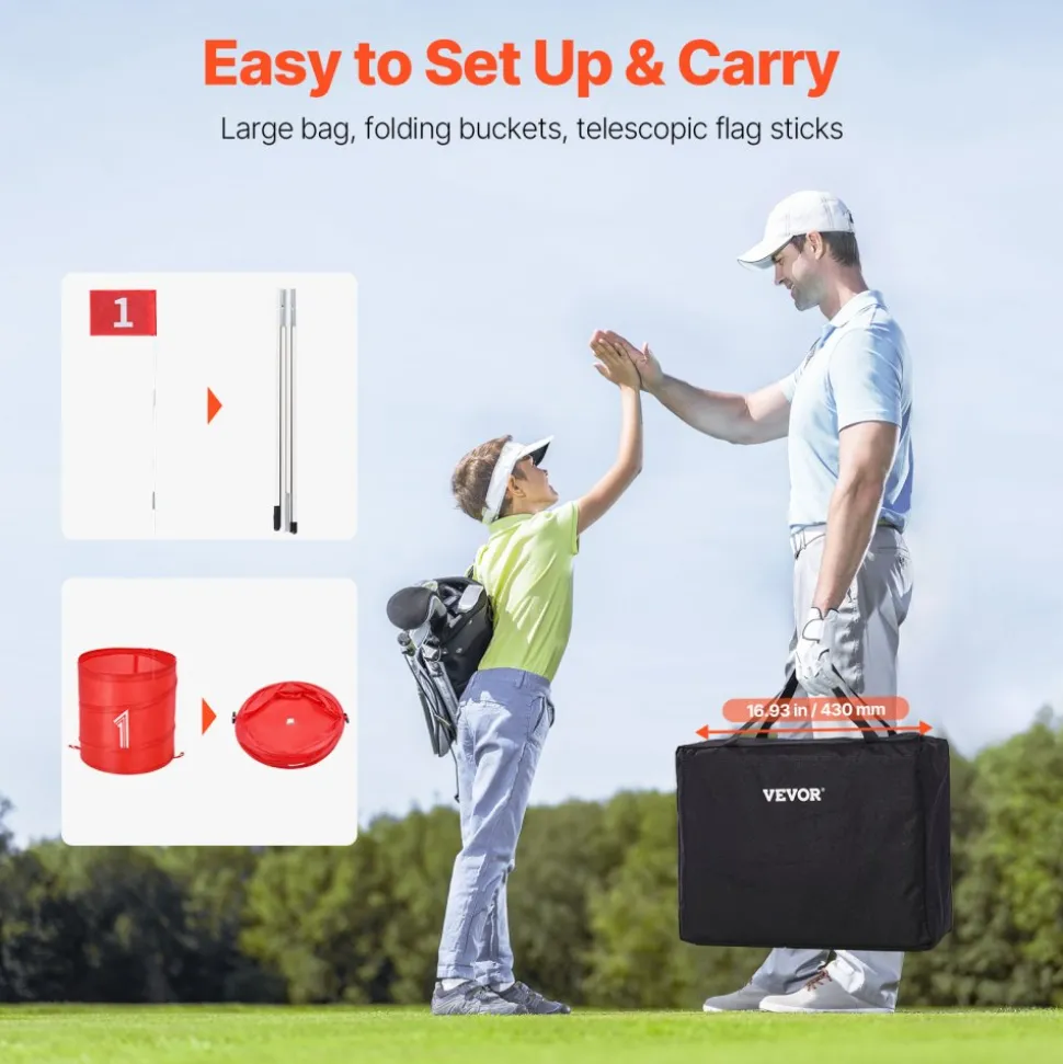 VEVOR Backyard Golf Game, 9 Hole Golf Course, Golf Game Practice Games, Golf Chipping Game for Family, Adults and Kids, Portable Outdoor Yard Golf Game for Lawn, Yard, Camping, Park, Beach