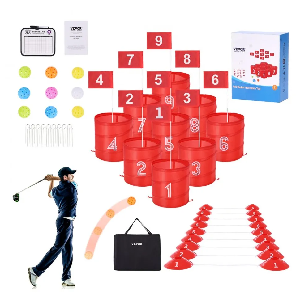 VEVOR Backyard Golf Game, 9 Hole Golf Course, Golf Game Practice Games, Golf Chipping Game for Family, Adults and Kids, Portable Outdoor Yard Golf Game for Lawn, Yard, Camping, Park, Beach