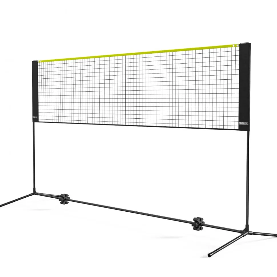 VEVOR Badminton Net, Height Adjustable Volleyball Net, 10ft Wide Foldable Pickleball Net, Portable Easy Setup Tennis Net Set with Poles, Stand and Carry Bag, for Kids Backyard Game Indoor Outdoor Use