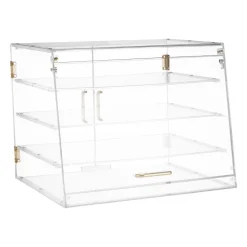 VEVOR Bakery Display Case, 4-Tier Commercial Countertop Pastry Display Case, Clear Acrylic Bread Box for Kitchen, Party Cake Cabinet with Magnetic Rear Door for Cookie Dessert Donut, 20.9"x17.1"x16.3"