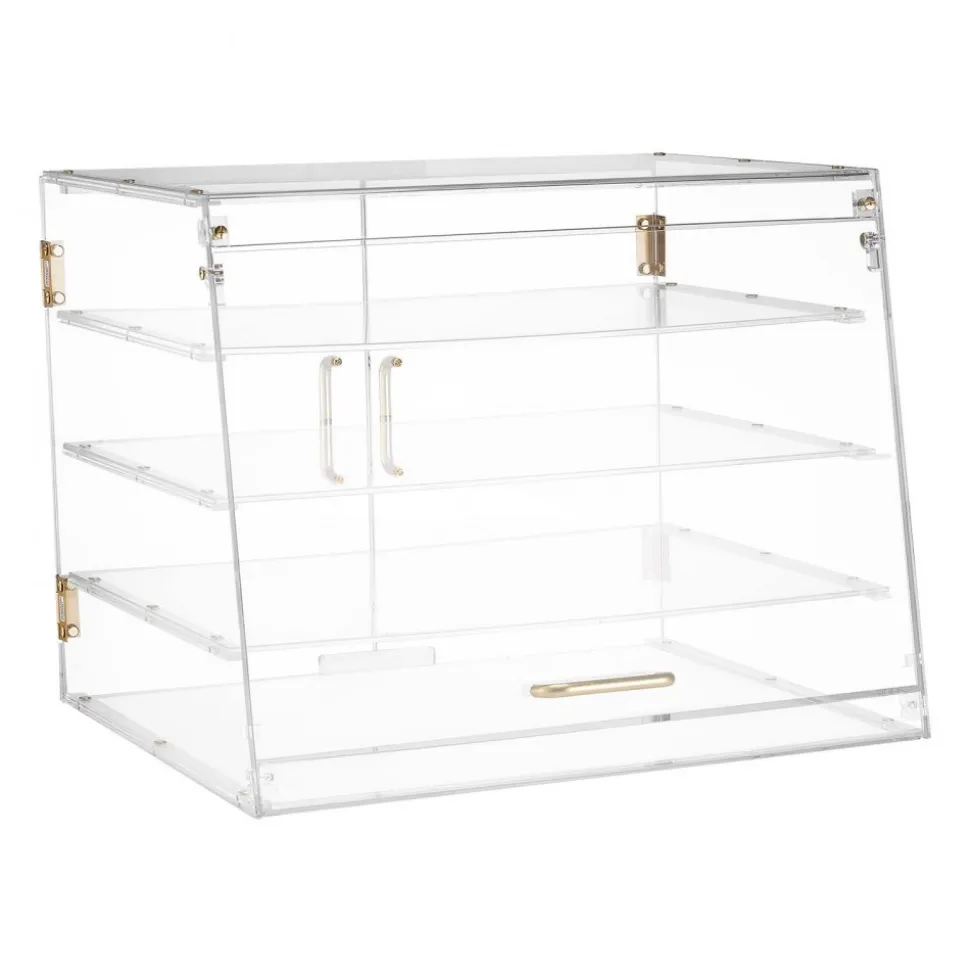 VEVOR Bakery Display Case, 4-Tier Commercial Countertop Pastry Display Case, Clear Acrylic Bread Box for Kitchen, Party Cake Cabinet with Magnetic Rear Door for Cookie Dessert Donut, 20.9"x17.1"x16.3"