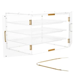 VEVOR Bakery Display Case, 4-Tier Commercial Countertop Pastry Display Case, Clear Acrylic Bread Box for Kitchen, Party Cake Cabinet with Magnetic Rear Door for Cookie Dessert Donut, 22.4