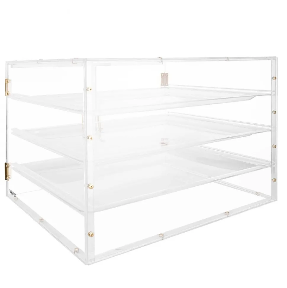VEVOR Bakery Display Case, 4-Tier Commercial Countertop Pastry Display Case, Clear Acrylic Bread Box for Kitchen, Party Cake Cabinet with Magnetic Rear Door for Cookie Dessert Donut, 22.4"x17.3"x15.9"