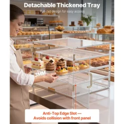 VEVOR Bakery Display Case, 4-Tier Commercial Countertop Pastry Display Case, Clear Acrylic Bread Box for Kitchen, Party Cake Cabinet with Magnetic Rear Door for Cookie Dessert Donut, 22.4
