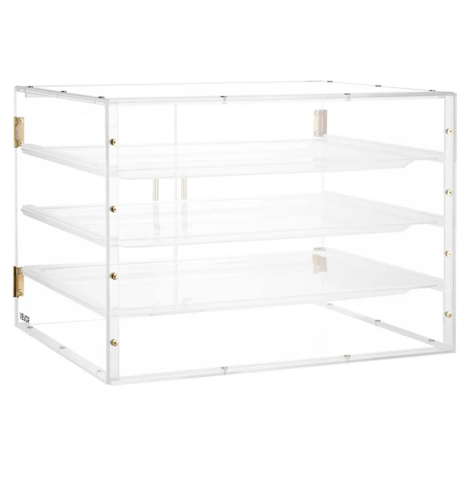 VEVOR Bakery Display Case, 4-Tier Commercial Countertop Pastry Display Case, Clear Acrylic Bread Box for Kitchen, Party Cake Cabinet with Magnetic Rear Door for Cookie Dessert Donut, 22.4"x17.3"x15.9"