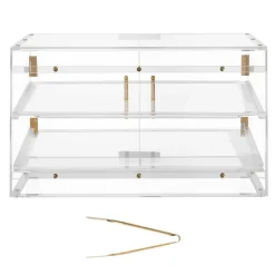 VEVOR Bakery Display Case, 2-Tier Commercial Countertop Pastry Display Case, Clear Acrylic Bread Box for Kitchen, Party Cake Cabinet with Magnetic Rear Door for Cookie Dessert Donut, 20.7