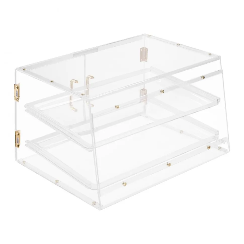 VEVOR Bakery Display Case, 2-Tier Commercial Countertop Pastry Display Case, Clear Acrylic Bread Box for Kitchen, Party Cake Cabinet with Magnetic Rear Door for Cookie Dessert Donut, 20.7"x15.7"x12"