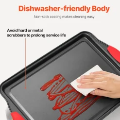 VEVOR Baking Pans Set, 6-Piece, Nonstick Carbon Steel Cookware Sheets & Trays, Stackable Kitchen Oven Bakeware Cooking Sets with Silicone Handles, Easy to Clean, for Baking Cookie Cake Muffin Bread