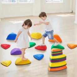 VEVOR Balance Stepping Stones for Kids, 12 PCS, Up to 220 lbs, Non-Slip Toddlers Sensory Stepping Stones, Obstacle Course Coordination Game Toys Indoor or Outdoor Play for Children Aged 3 4 5 6 7 8+