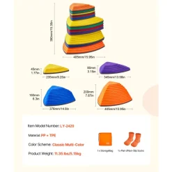 VEVOR Balance Stepping Stones for Kids, 12 PCS, Up to 220 lbs, Non-Slip Toddlers Sensory Stepping Stones, Obstacle Course Coordination Game Toys Indoor or Outdoor Play for Children Aged 3 4 5 6 7 8+