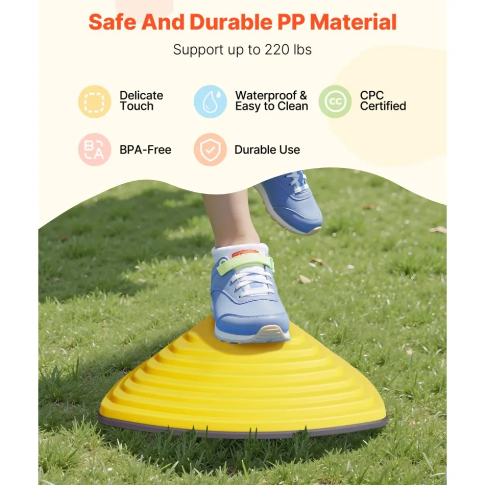 VEVOR Balance Stepping Stones for Kids, 12 PCS, Up to 220 lbs, Non-Slip Toddlers Sensory Stepping Stones, Obstacle Course Coordination Game Toys Indoor or Outdoor Play for Children Aged 3 4 5 6 7 8+