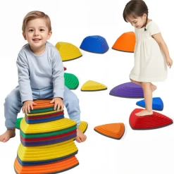 VEVOR Balance Stepping Stones for Kids, 12 PCS, Up to 220 lbs, Non-Slip Toddlers Sensory Stepping Stones, Obstacle Course Coordination Game Toys Indoor or Outdoor Play for Children Aged 3 4 5 6 7 8+