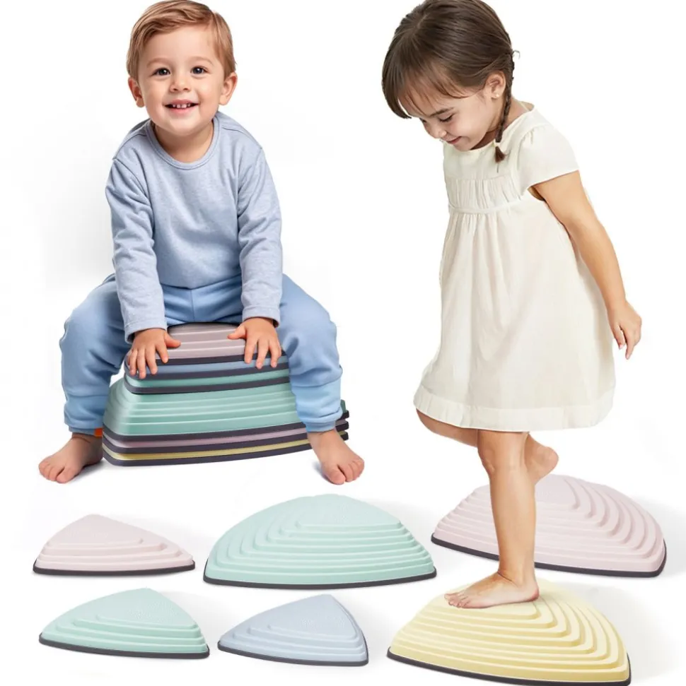 VEVOR Balance Stepping Stones for Kids, 6 PCS, Up to 220 lbs, Non-Slip Toddlers Sensory Stepping Stones, Obstacle Course Coordination Game Toys Indoor or Outdoor Play for Children Aged 3 4 5 6 7 8+