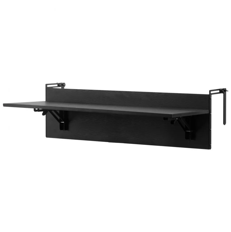 VEVOR Balcony Hanging Table, 12 x 32 in Folding Balcony Railing Table, Outdoor Balcony Bar Tables for Railings, 50 lbs Loading, Fit Railing from 1" to 4.3", Serving Tables for Patio & Deck