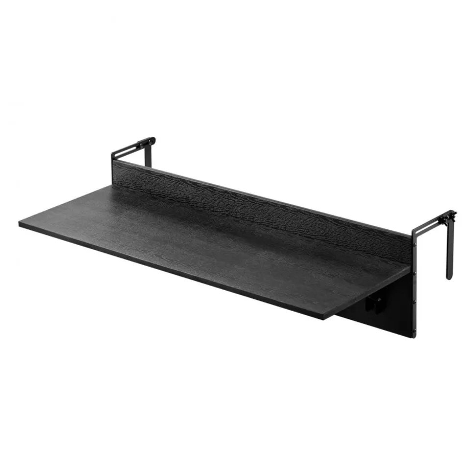 VEVOR Balcony Hanging Table, 12 x 32 in Folding Balcony Railing Table, Outdoor Balcony Bar Tables for Railings, 50 lbs Loading, Fit Railing from 1" to 4.3", Serving Tables for Patio & Deck