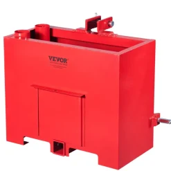VEVOR Ballast Box, 3-Point Category 1 Tractor Ballast of 800lbs Capacity, for 2 Inch Hitch Receiver, Heavy-Duty Steel 4.3 ft³ Large Volume Loader Attachment with Sliding Door, Red