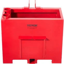 VEVOR Ballast Box, 3-Point Category 1 Tractor Ballast of 800lbs Capacity, for 2 Inch Hitch Receiver, Heavy-Duty Steel 4.3 ft³ Large Volume Loader Attachment with Sliding Door, Red