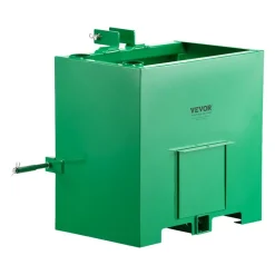 VEVOR Ballast Box, 3-Point Category 1 Tractor Ballast of 800 lbs Capacity, with Standard 2 Inch Hitch Receiver, Heavy-Duty Steel 5 ft³ Large Volume Durable Loader Attachment with Sliding Door, Green