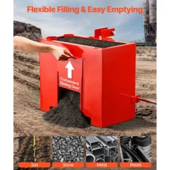 VEVOR Ballast Box, 3-Point Category 1 Tractor Ballast of 800 lbs Capacity, with Standard 2 Inch Hitch Receiver, Heavy-Duty Steel 3.2 ft³ Large Volume Durable Loader Attachment with Sliding Door, Red