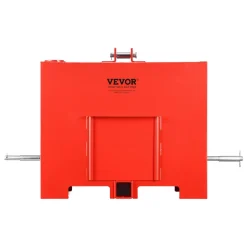 VEVOR Ballast Box, 3-Point Category 1 Tractor Ballast of 800 lbs Capacity, with Standard 2 Inch Hitch Receiver, Heavy-Duty Steel 3.2 ft³ Large Volume Durable Loader Attachment with Sliding Door, Red