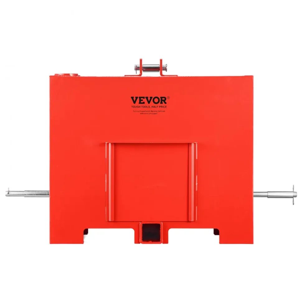 VEVOR Ballast Box, 3-Point Category 1 Tractor Ballast of 800 lbs Capacity, with Standard 2 Inch Hitch Receiver, Heavy-Duty Steel 3.2 ft³ Large Volume Durable Loader Attachment with Sliding Door, Red