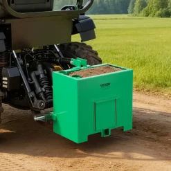 VEVOR Ballast Box, 3-Point Category 1 Tractor Ballast of 800 lbs Capacity, with Standard 2 Inch Hitch Receiver, Heavy-Duty Steel 3.2 ft³ Large Volume Durable Loader Attachment with Sliding Door, Green