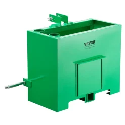 VEVOR Ballast Box, 3-Point Category 1 Tractor Ballast of 800 lbs Capacity, with Standard 2 Inch Hitch Receiver, Heavy-Duty Steel 3.2 ft³ Large Volume Durable Loader Attachment with Sliding Door, Green