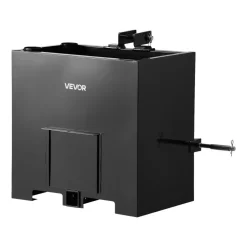VEVOR Ballast Box, 3-Point Category 1 Tractor Ballast of 800 lbs Capacity, with Standard 2 Inch Hitch Receiver, Heavy-Duty Steel 5 ft³ Large Volume Durable Loader Attachment with Sliding Door, Black