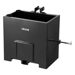 VEVOR Ballast Box, 3-Point Category 1 Tractor Ballast of 800 lbs Capacity, with Standard 2 Inch Hitch Receiver, Heavy-Duty Steel 5 ft³ Large Volume Durable Loader Attachment with Sliding Door, Black