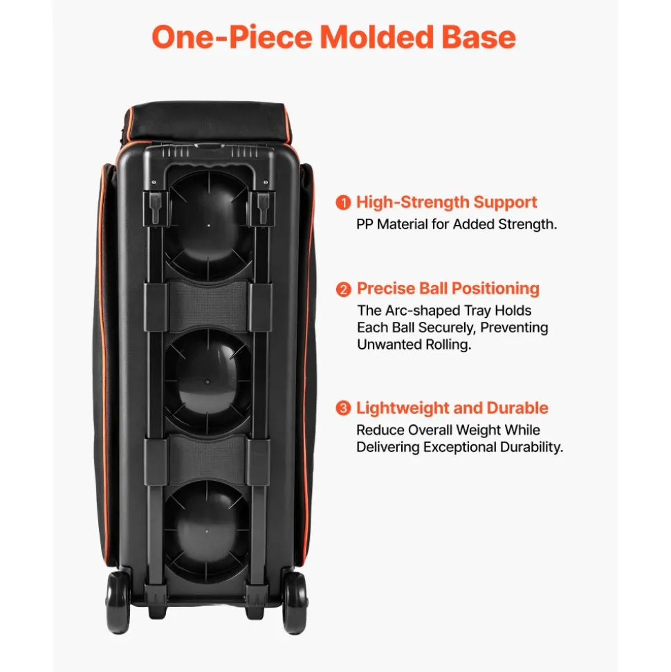 VEVOR 3 Ball Bowling Bag Double Roller Bag with Separate Shoe Compartment, for Bowling Shoes (Up To US Men Size 16), Rolling Ball Bag w/ Wheel, Accessory Pocket, Retractable Handle Extends to 40 in