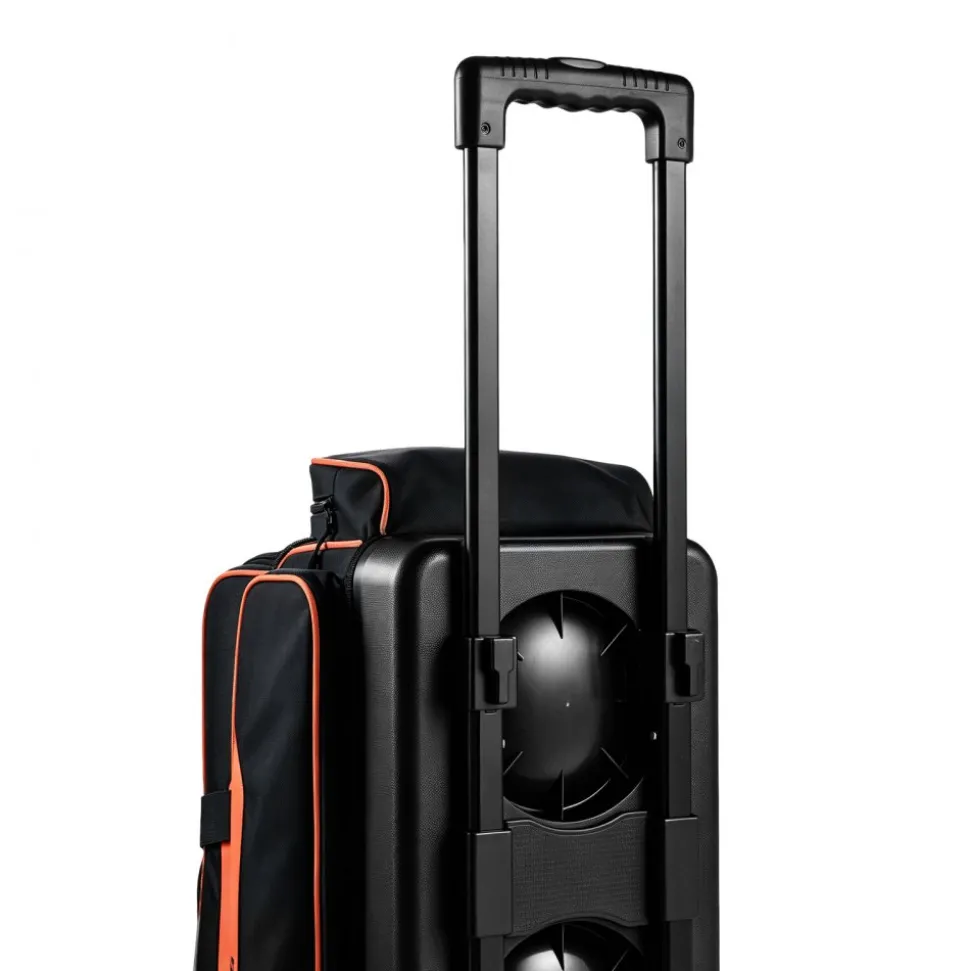 VEVOR 3 Ball Bowling Bag Double Roller Bag with Separate Shoe Compartment, for Bowling Shoes (Up To US Men Size 16), Rolling Ball Bag w/ Wheel, Accessory Pocket, Retractable Handle Extends to 40 in
