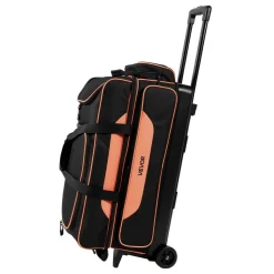 VEVOR 3 Ball Bowling Bag Double Roller Bag with Separate Shoe Compartment, for Bowling Shoes (Up To US Men Size 16), Rolling Ball Bag w/ Wheel, Accessory Pocket, Retractable Handle Extends to 40 in
