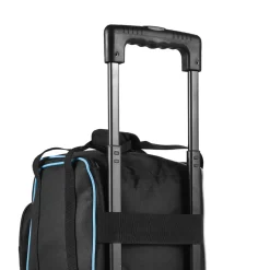 VEVOR 3 Ball Bowling Bag Double Roller Bag with Separate Shoe Compartment, for Bowling Shoes (Up To US Men Size 16), Rolling Ball Bag w/ Wheel, Accessory Pocket, Retractable Handle Extends to 40 in