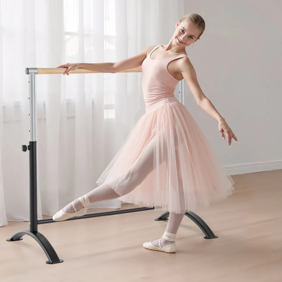VEVOR Ballet Barre, 4 Ft Barre Bar for Home, Freestanding Portable Ballet Stretching Dance Bars, Height Adjustable Anti-Wobble Fitness Gym Studio Equipment, for Pilates Balance Workout