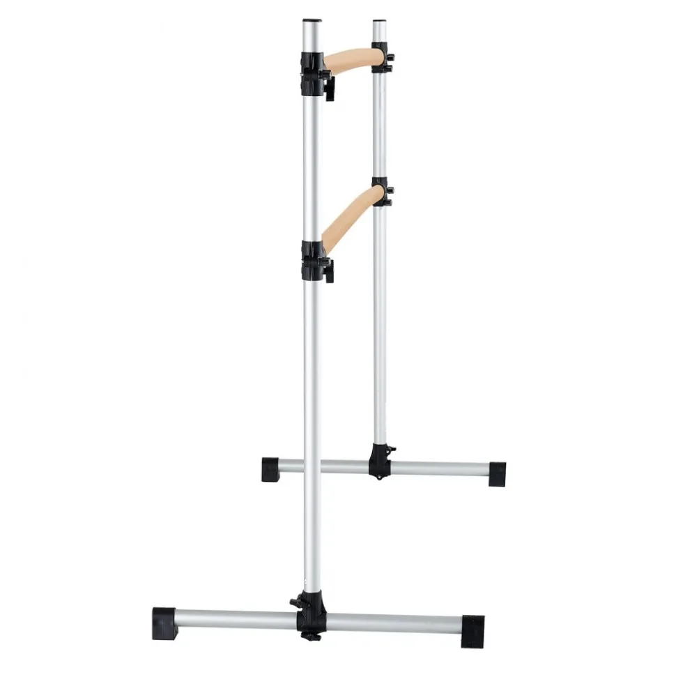 VEVOR Ballet Barre, 6 Ft Double Beechwood Barre Bar for Home, Freestanding Portable Ballet Stretching Dance Bars, Height Adjustable Anti-Wobble Fitness Gym Equipment, for Pilates Balance Workout