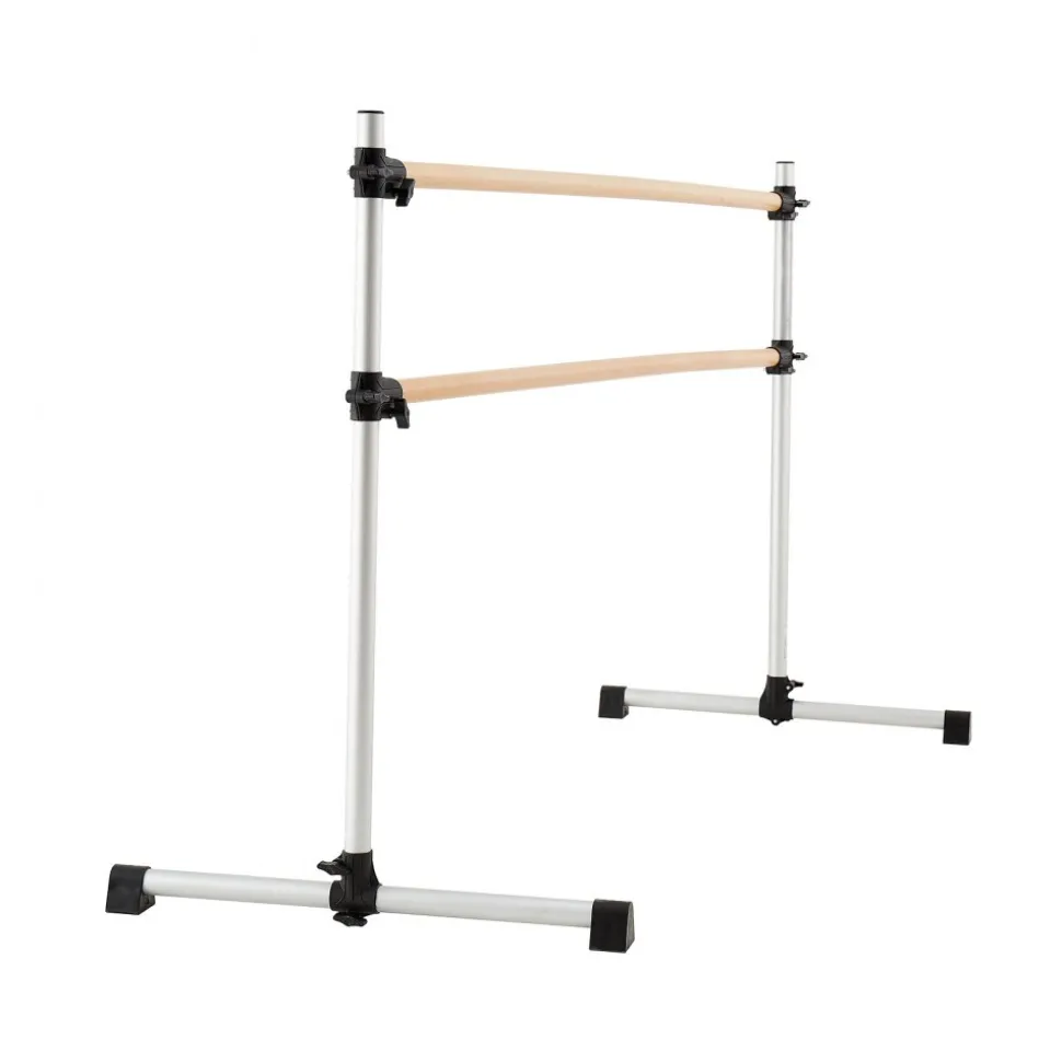 VEVOR Ballet Barre, 6 Ft Double Beechwood Barre Bar for Home, Freestanding Portable Ballet Stretching Dance Bars, Height Adjustable Anti-Wobble Fitness Gym Equipment, for Pilates Balance Workout