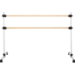 VEVOR Ballet Barre, 6 Ft Double Beechwood Barre Bar for Home, Freestanding Portable Ballet Stretching Dance Bars, Height Adjustable Anti-Wobble Fitness Gym Equipment, for Pilates Balance Workout