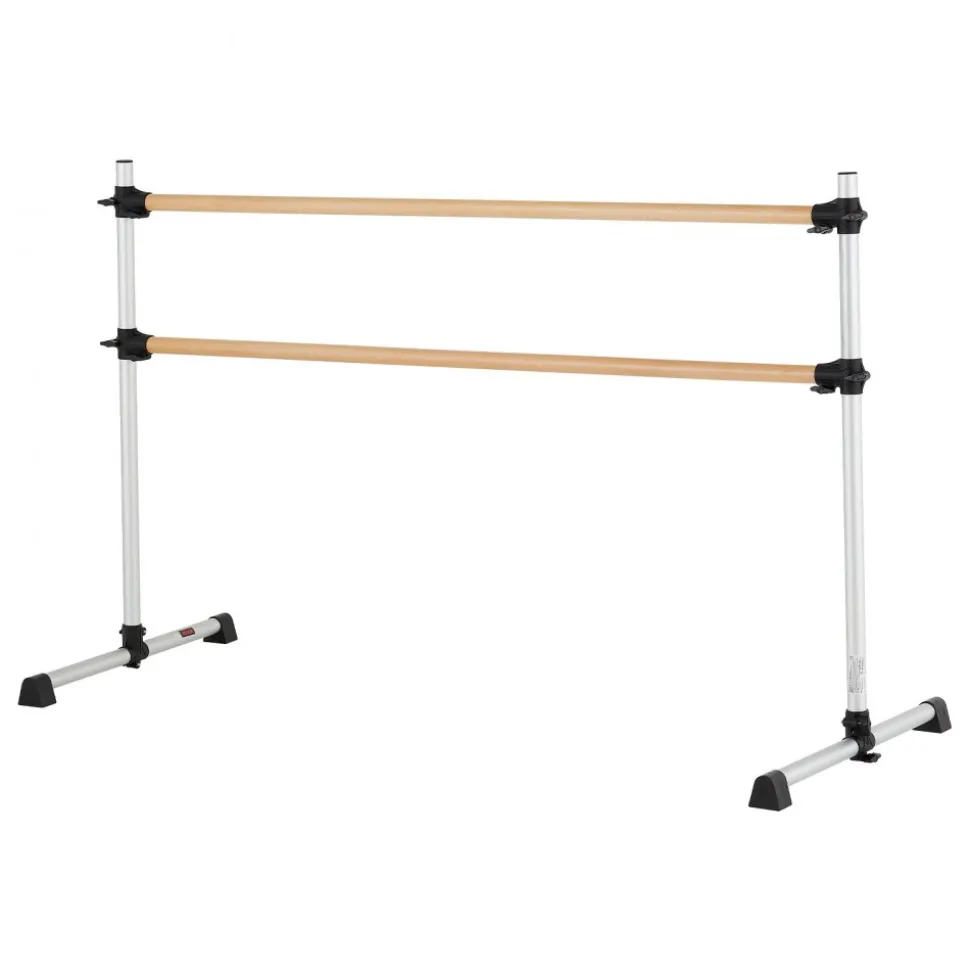 VEVOR Ballet Barre, 6 Ft Double Beechwood Barre Bar for Home, Freestanding Portable Ballet Stretching Dance Bars, Height Adjustable Anti-Wobble Fitness Gym Equipment, for Pilates Balance Workout