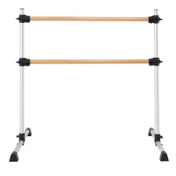 VEVOR Ballet Barre, 4 Ft Double Beechwood Barre Bar for Home, Freestanding Portable Ballet Stretching Dance Bars, Height Adjustable Anti-Wobble Fitness Gym Equipment, for Pilates Balance Workout