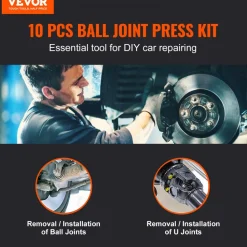 VEVOR Ball Joint Press Kit, 10 pcsTool Kit, C-press Ball joint Remove and Install Tools, for Most 2WD and 4WD Cars, Heavy Duty Ball Joint Repair Kit for Automotive Repairing