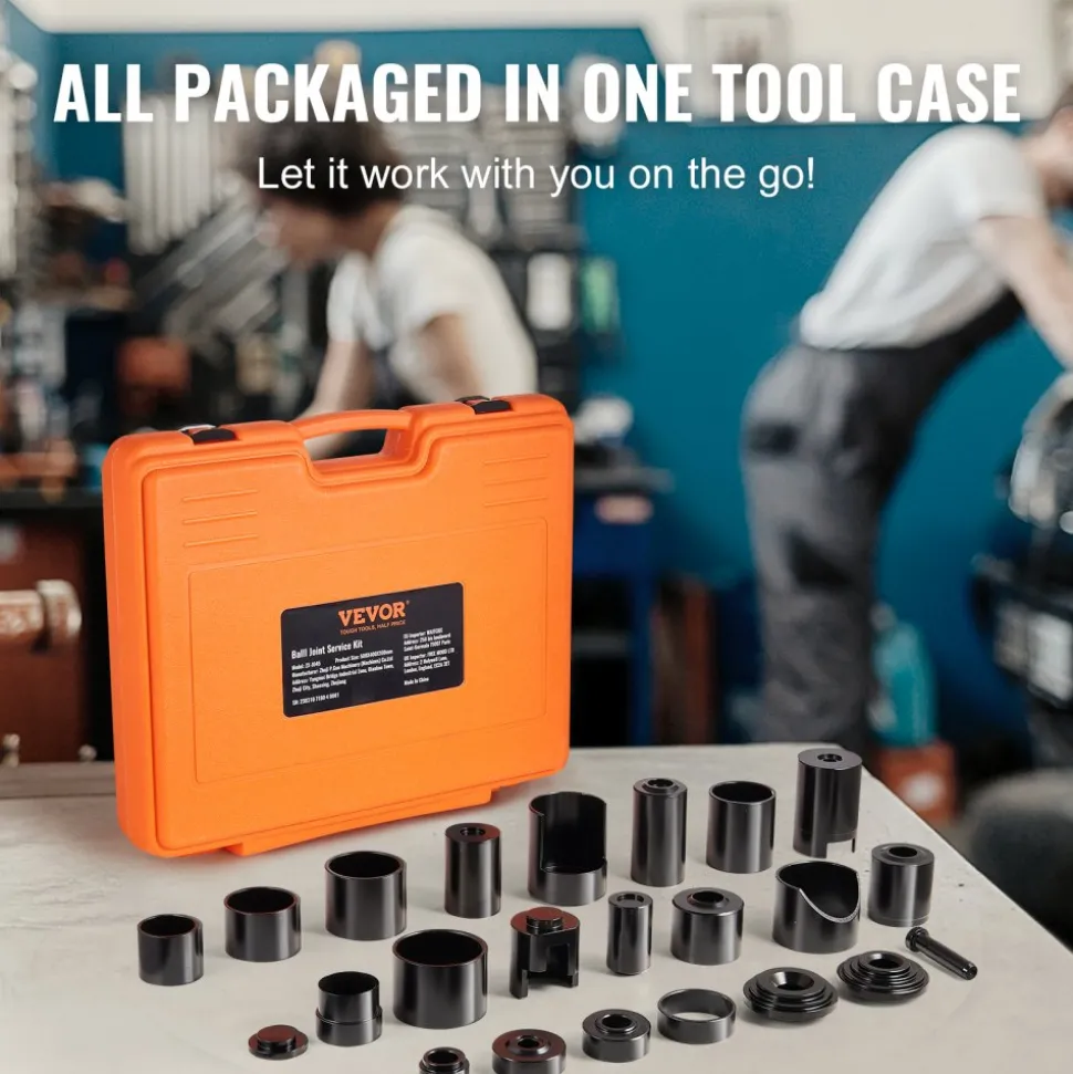 VEVOR Ball Joint Press Kit, 23 pcsTool Kit, C-press Ball joint Remove and Install Tools, for Most 2WD and 4WD Cars, Heavy Duty Ball Joint Repair Kit for Automotive Repairing